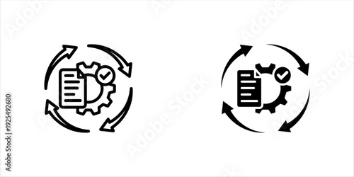 Processes icon set multiple style collection