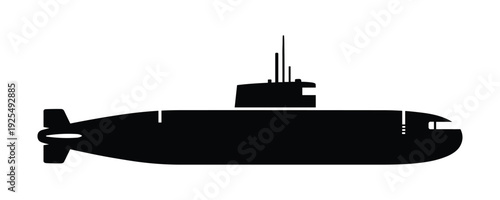 Submarine vessel silhouette for underwater exploration vector