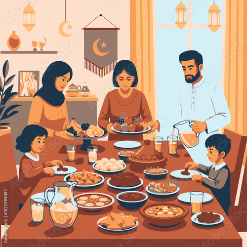 Family gathering for a festive meal.