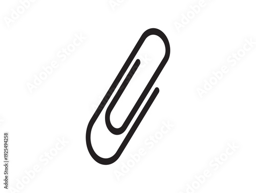 A simple black paperclip on a white background