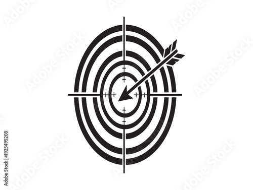 Bullseye target with arrow archery precision and accuracy symbol