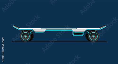 Modern electric skateboard with sleek design on dark background