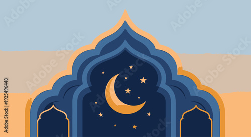 Islamic architecture decorative crescent moon design.