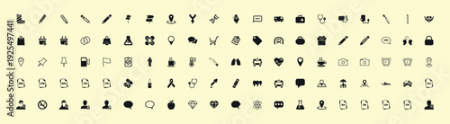 Collection of modern business and technology icons for commercial use