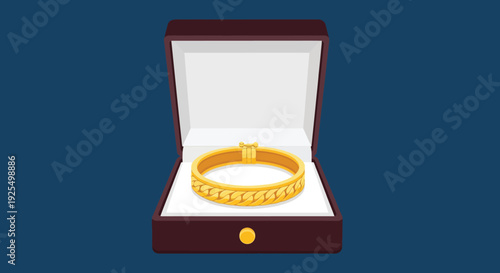 Luxury gold bracelet in elegant jewelry box presentation
