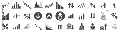 Financial growth and decline icons set for business analysis and investment charts Vector