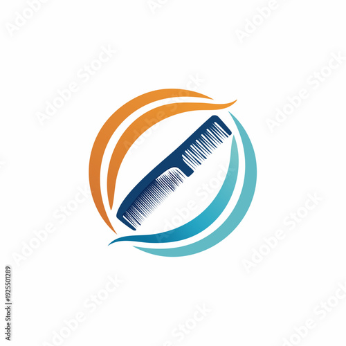 Elegant comb logo design representing hair care and styling services in a circular emblem