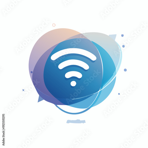 Abstract Blue Wi-Fi Signal Icon on a Swirling Background with Subtle Gradient Colors