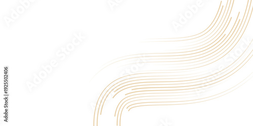 Abstract vector wavy lines flowing smooth curve gold gradient color on transparent background in concept of luxury, technology, science, music, modern