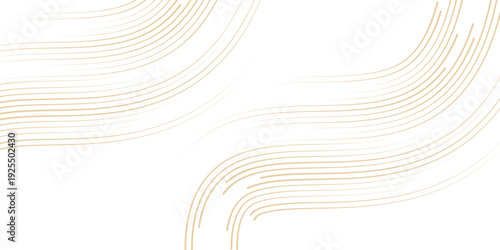 Abstract vector wavy lines flowing smooth curve gold gradient color on transparent background in concept of luxury, technology, science, music, modern