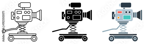 film camera production icon set