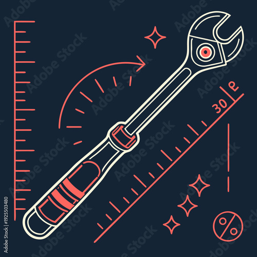 Adjustable Wrench with Ratchet Mechanism and Scale, Modern Tool for Mechanics and DIY Enthusiasts