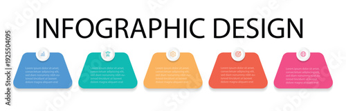 Process business infographic thin line with square template design with icons and 5 options or steps. Vector business template for presentation.  