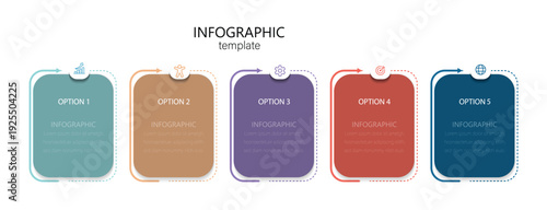 Vector Infographic design with icons and 5 options or steps. Infographics for business concept.  Creative design for slide presentation.  