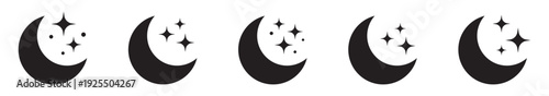 Moon and Star Icon Set for Night Sky, Space, Magic and Fantasy Design