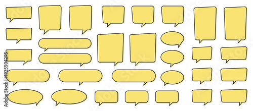 Yellow Chat Bubble and Speech Balloon Icons for Conversation, Messaging and UI Design