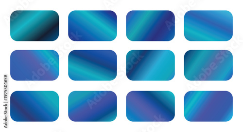 Vector collection of blue metallic gradients, chrome christmas gradient set, blue gradients metallic gradients. 