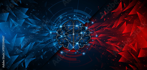 Circuit board of computer neural network or electronic artificial intelligence. Brain circuit technology. modern technology innovation concept background