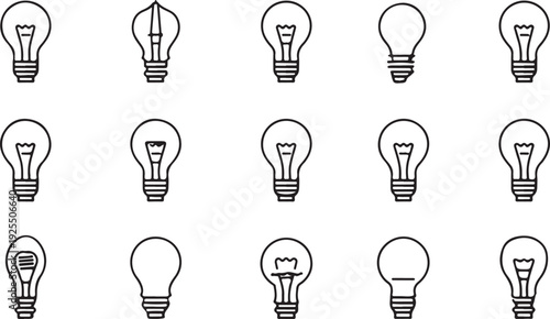 Modern Bulbs for Creative Idea Generation, Brainstorming Symbols, Energy Solutions, Innovation Branding,