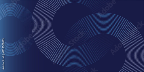 Abstract blue geometric lines glowing on dark blue background. Modern shiny blue circle lines pattern. Futuristic technology concept. Suitable for cover, poster, banner eps 10. vector