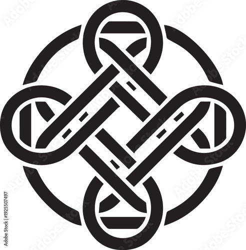 Celtic Knot Circle Ornament Silhouette for Cultural Graphic Design