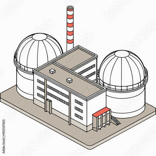 A nuclear power plant with two cooling towers