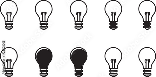 Modern Bulbs for Creative Idea Generation, Brainstorming Symbols, Energy Solutions, Innovation Branding,