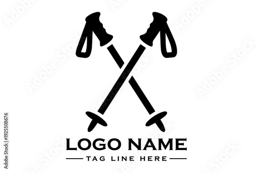 Black logo featuring two crossed hammers with handles on a white background and space for a tagline.