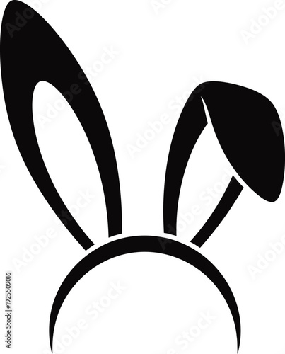 Black bunny ears headband silhouette on white background
