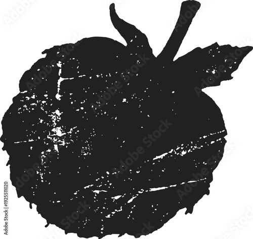 vintage distressed apple silhouette with leaf and stem textured grunge design