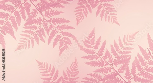 Pink fern leaves pattern on light pink background for design and decoration purposes  elegant foliage texture