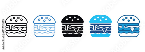 Burger Icon Set Multiple Style Of