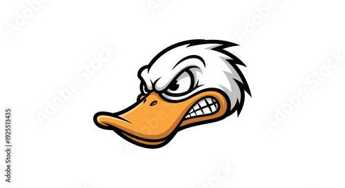 Angry Cartoon Duck Head Illustration.