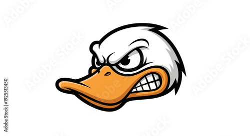 Angry Cartoon Duck Head Illustration.