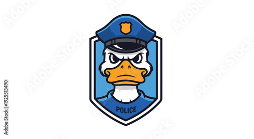 Angry Cartoon Duck Police Officer Mascot.