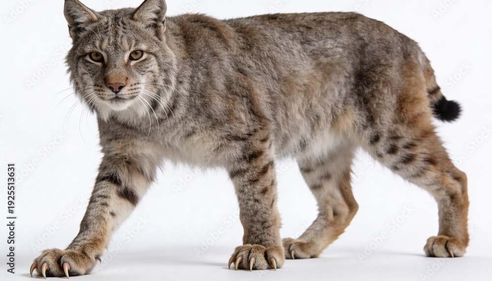 Obraz premium Bobcat walking on white background