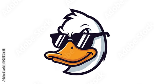 Cartoon Duck Wearing Sunglasses Headshot.