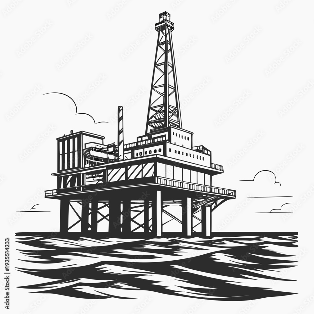 Obraz premium An oil rig in the middle of the ocean