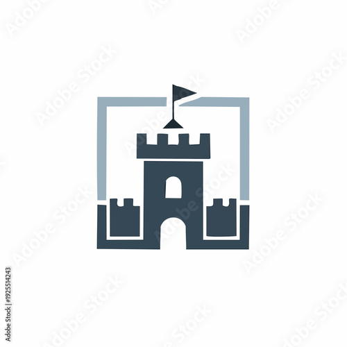 Castle tower fortress icon for security and real estate logo