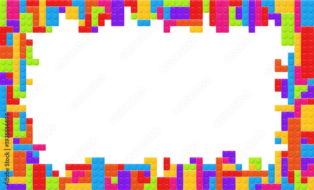 Fototapeta premium Realistic multicolor plastik constructor frame isolated on white background. Play and build concept. Vector illustration