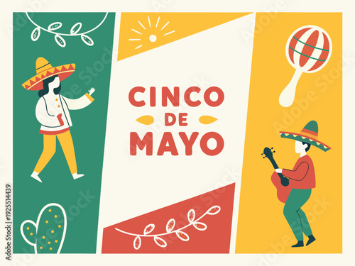 Cinco de Mayo Mexican Festival 5 de mayo celebration Cinco de Mayo holiday celebration illustration.