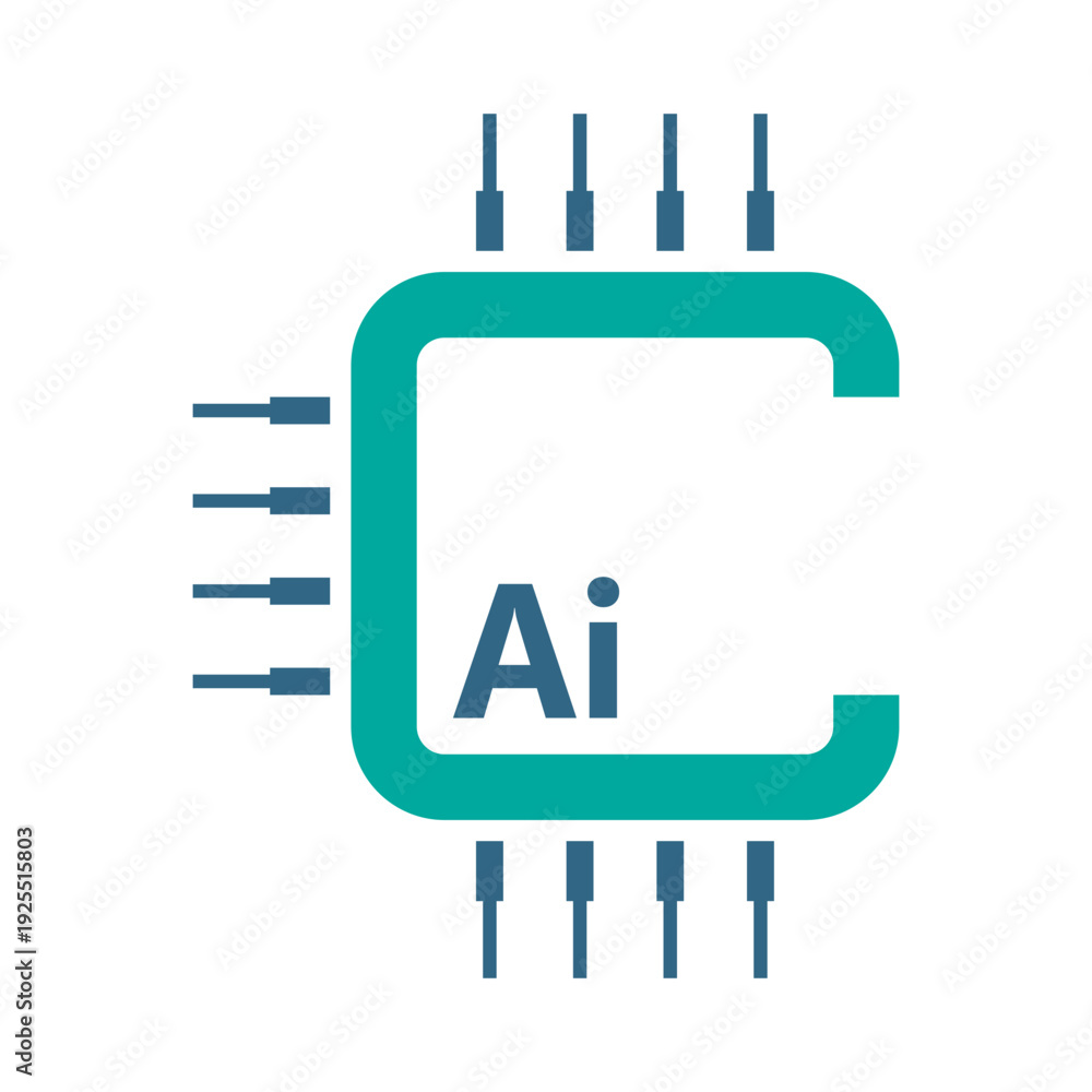 Obraz premium AI Microchip Technology Icon Design