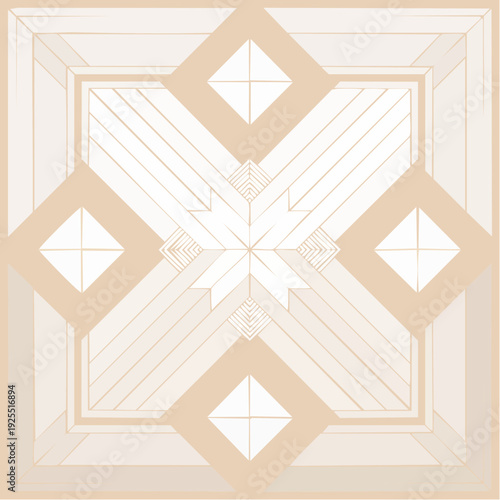 Geometric Art Deco Pattern with Diamond Shapes and Lines in Beige Tones
