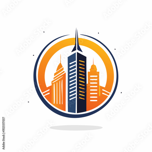 Corporate real estate logo design of a modern urban skyline