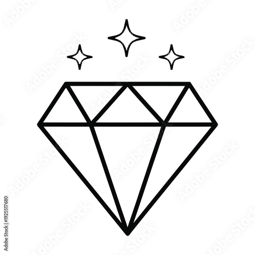 Sparkling diamond gemstone with glowing stars above symbolizing luxury and elegance in minimalist design