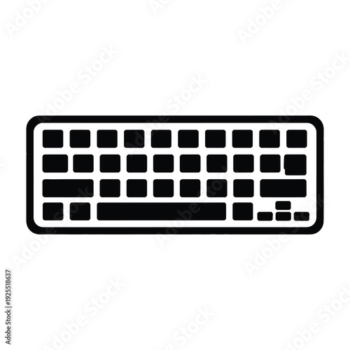 Fotografie Minimalist black and white outline of a full sized computer keyboard with functi