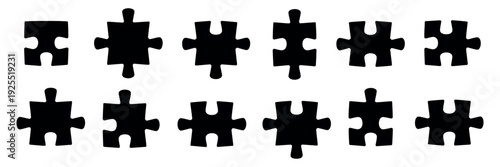 Jigsaw Puzzle Set - Professional Vector Illustration of Interlocking Puzzle Pieces Isolated on White for Business Strategy and Teamwork Concepts