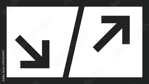 Expand and collapse arrows icon, diagonal resize direction maximize minimize interface symbol vector illustration