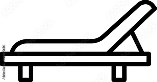 Simple outline style beach chaise lounge icon. Summer leisure and relaxation concept. Vector illustration for web, app, graphic design element
