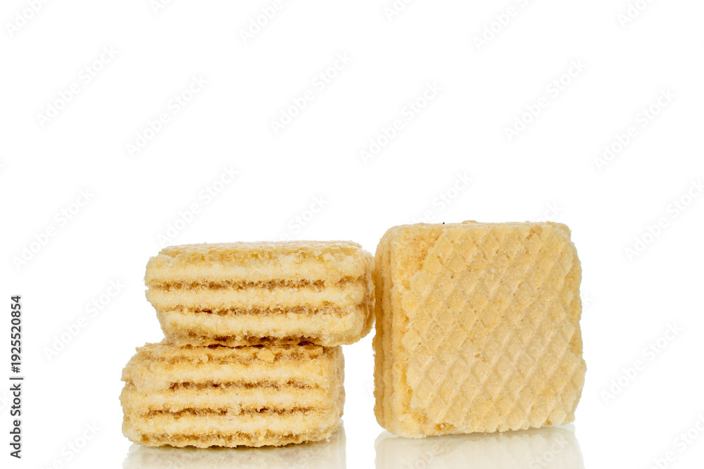 Fototapeta premium Sweet vanilla waffles isolated on white background, close up,
